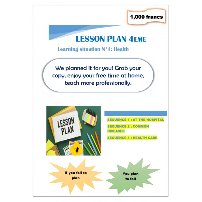 Lesson plan 4eme. LSN°1: Health