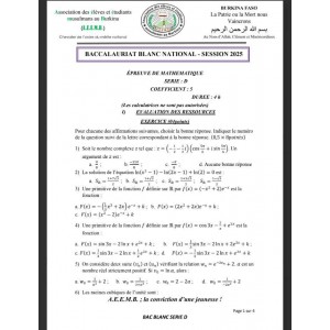 EPREUVE BAC BLANC NATIONAL 2025 MATHEMATIQUES SERIE D BURKINA FASSO