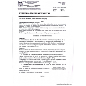 Examen Blanc Départemental BEPC 2025 – PCT – Plateau