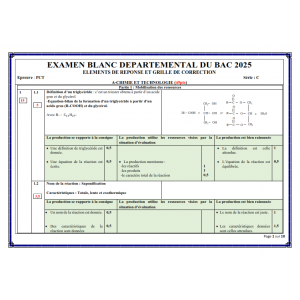 Corrigé du Bac Blanc Départemental 2025 – Plateau PCT Série C