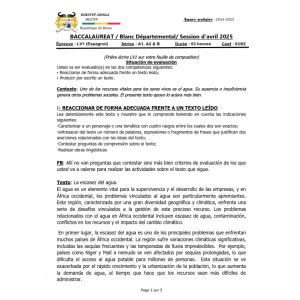 Sujet Examen Blanc BAC 2025 - Espagnol LV1 Série A1-A2-B - Département Donga
