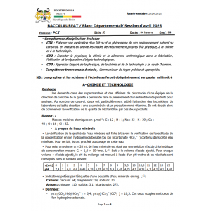 Sujet Examen Blanc BAC 2025 - PCT Série D - Département Donga