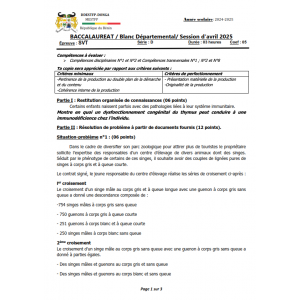 Sujet Examen Blanc BAC 2025 - SVT Série D - Département Donga