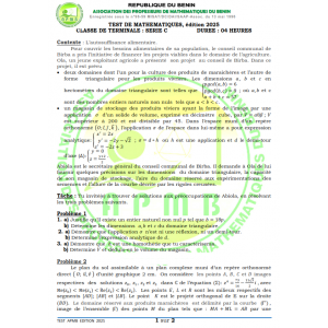Épreuve et Corrigé-type – Test APMB de Mathématiques – BAC Série C – Session de Mai 2025