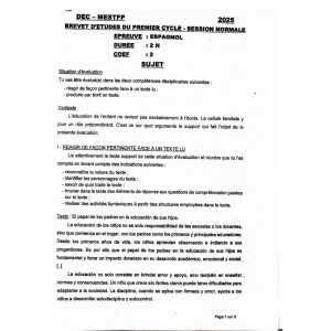 Épreuve et Corrigé Officiel – BEPC 2025 – Espagnol – Bénin