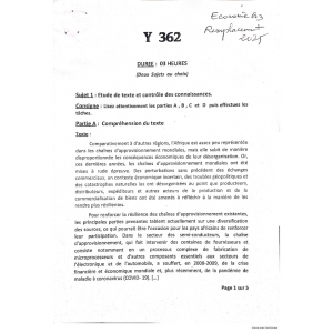 Épreuve et Corrigé – Economie – Bac 2025 Séries G1, G2, G3 – Session de Remplacement – Bénin