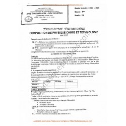 PCT 4ème - Composition du 3ème Trimestre Mai 2025 - Collège Notre-Dame