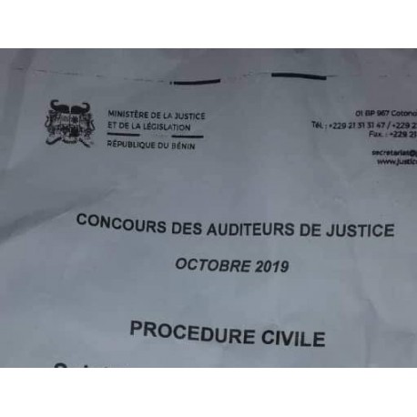 Concours des auditeurs de justice d'octobre 2019, épreuve de Procédure civile