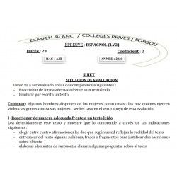 BAC BLANC 2020 DES COLLÈGES PRIVÉS DE BORGOU ESPAGNOL LV2 SERIE A1 A2 B